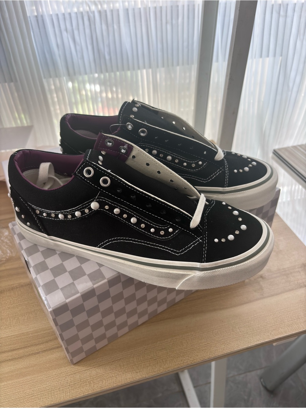 Vans Black Studded Old Skool Slip-On Sneakers